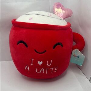 Red Plush Mug with Heart Design Hug me